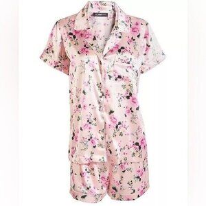 New INC Girl's Mommy & Me Satin Notched Collar Top & Shorts Pajamas Set size 6